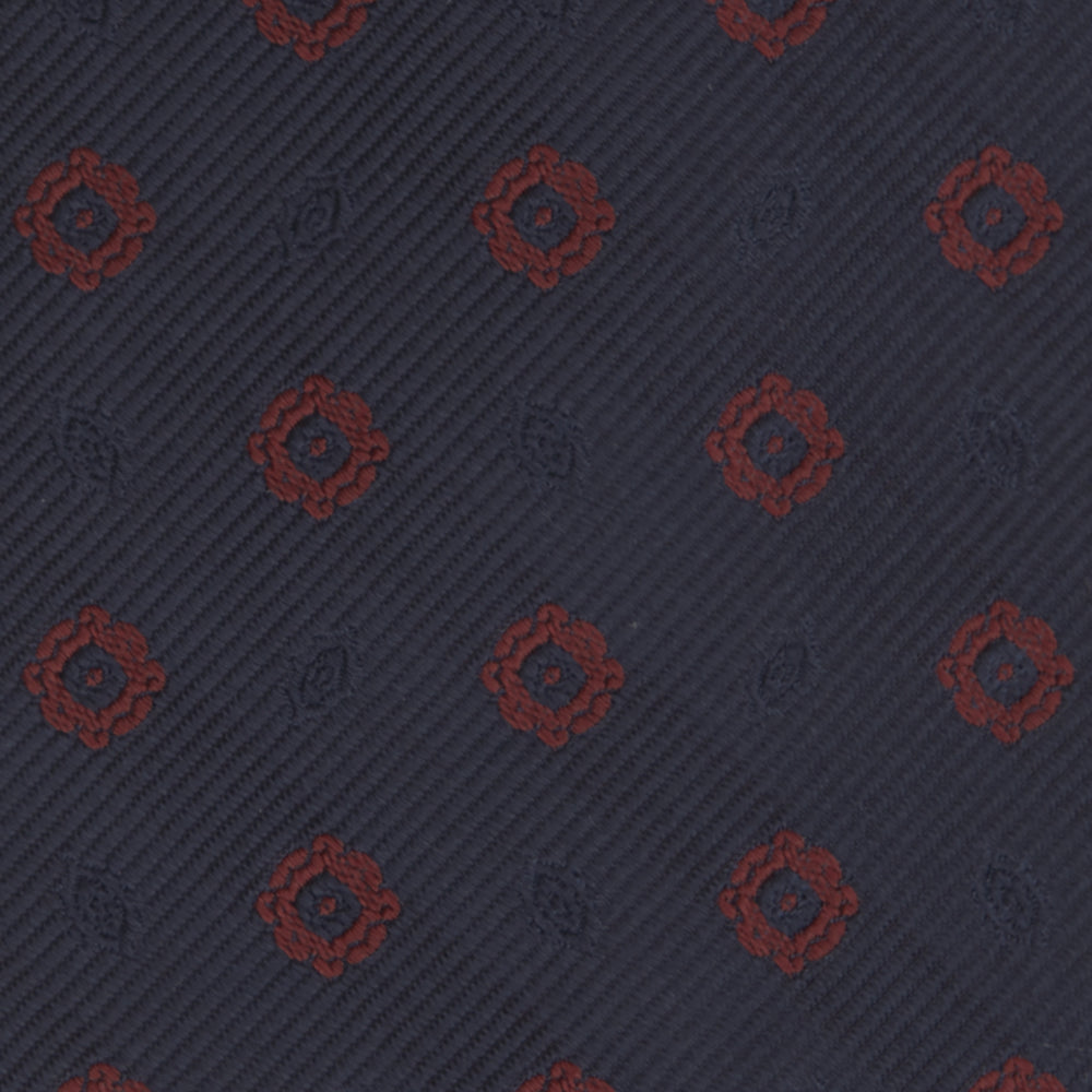 Navy and Burgundy Emblem Spot Silk Tie