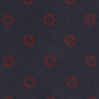 Navy and Burgundy Emblem Spot Silk Tie Image 2