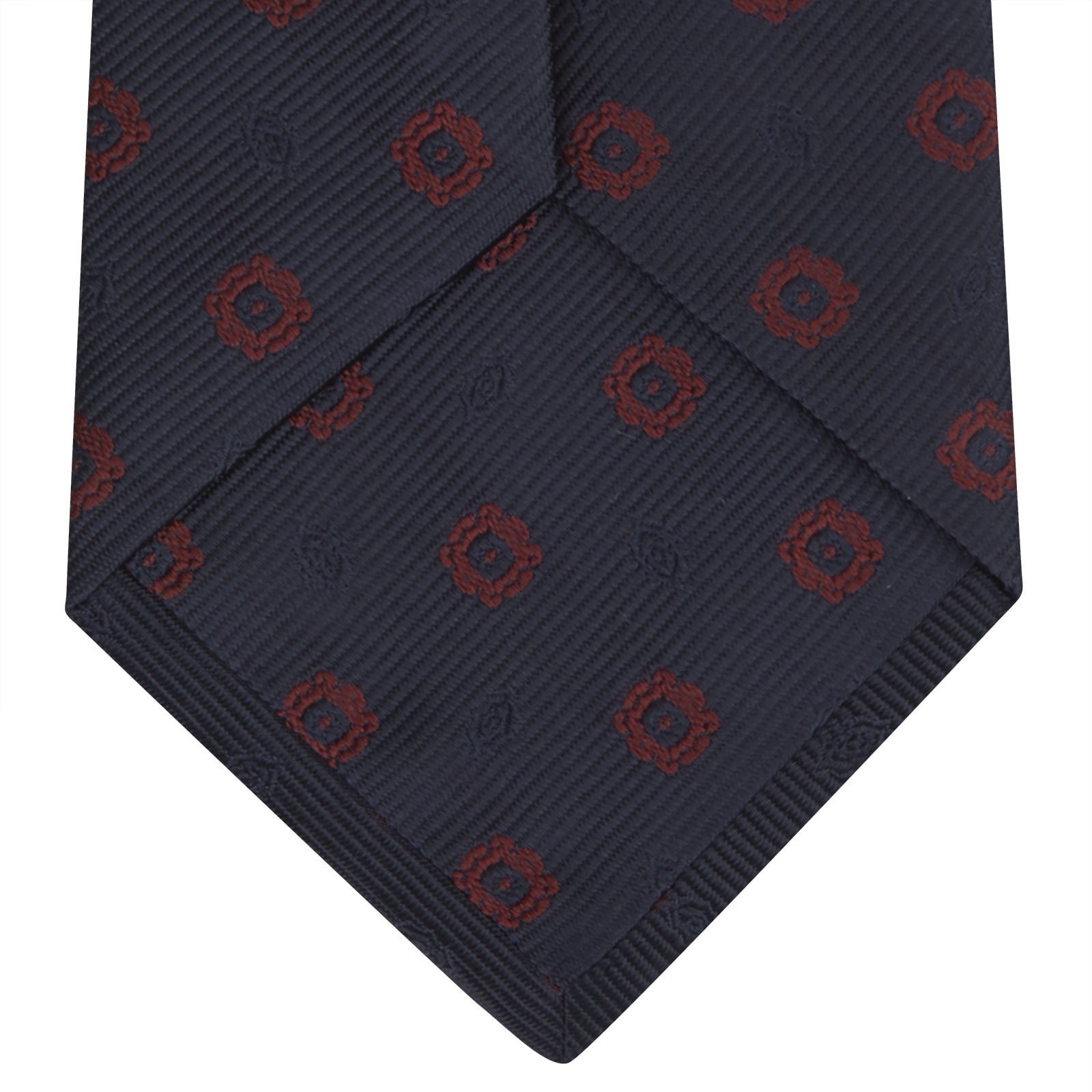 View 4 of product Navy and Burgundy Emblem Spot Silk Tie