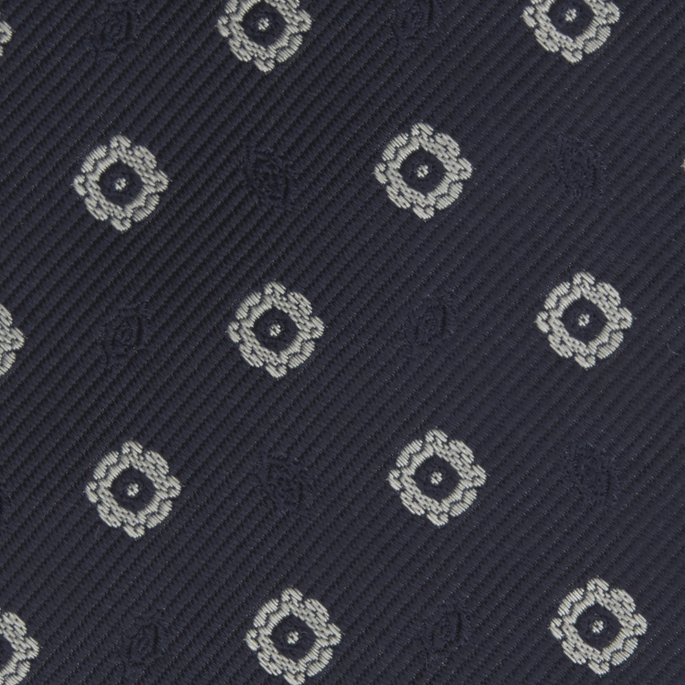 Frederick Thomas Navy Blue Mens Tie With Embroidered Badger Print – FT1798, Made In UK