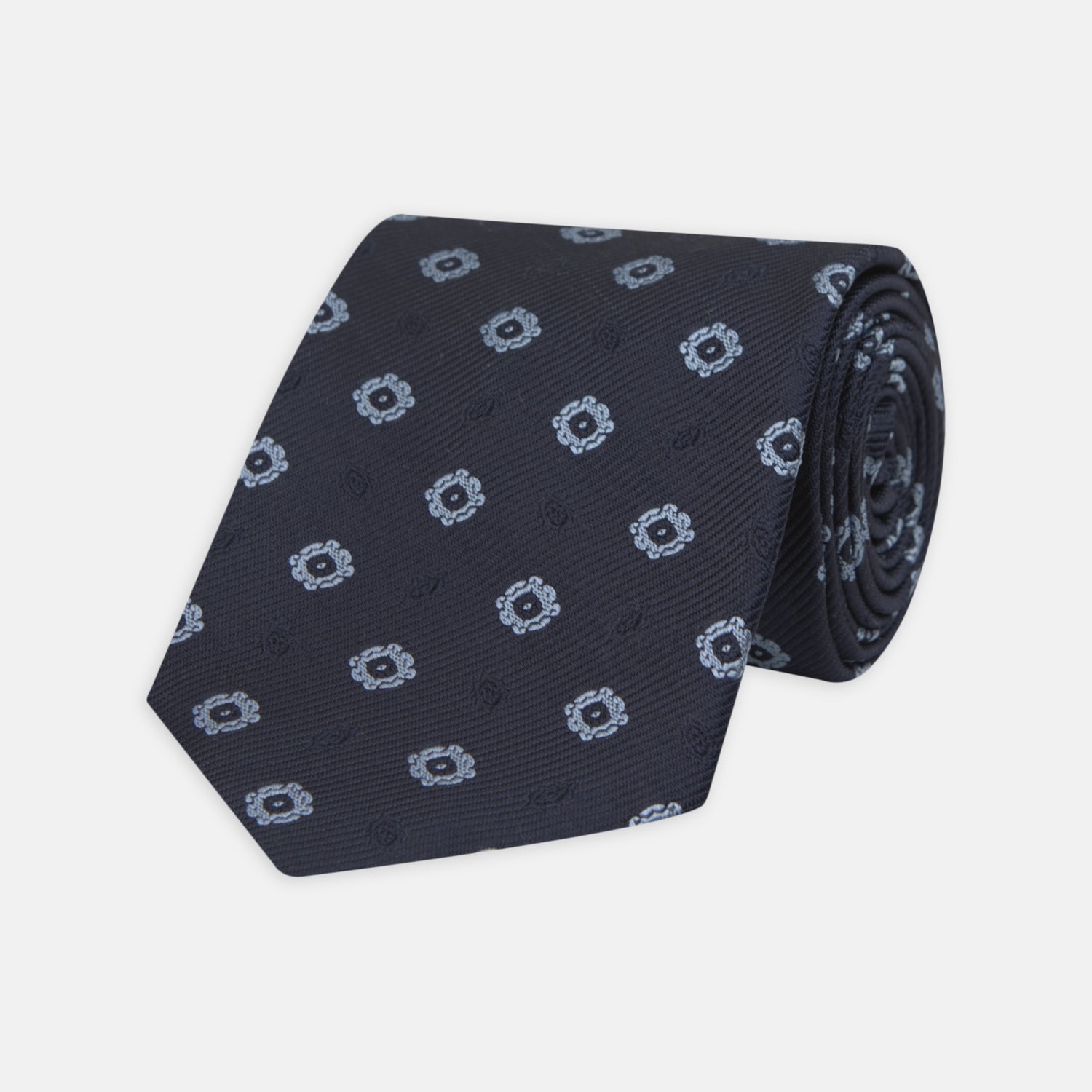 View 1 of product Navy and Light Blue Emblem Spot Silk Tie