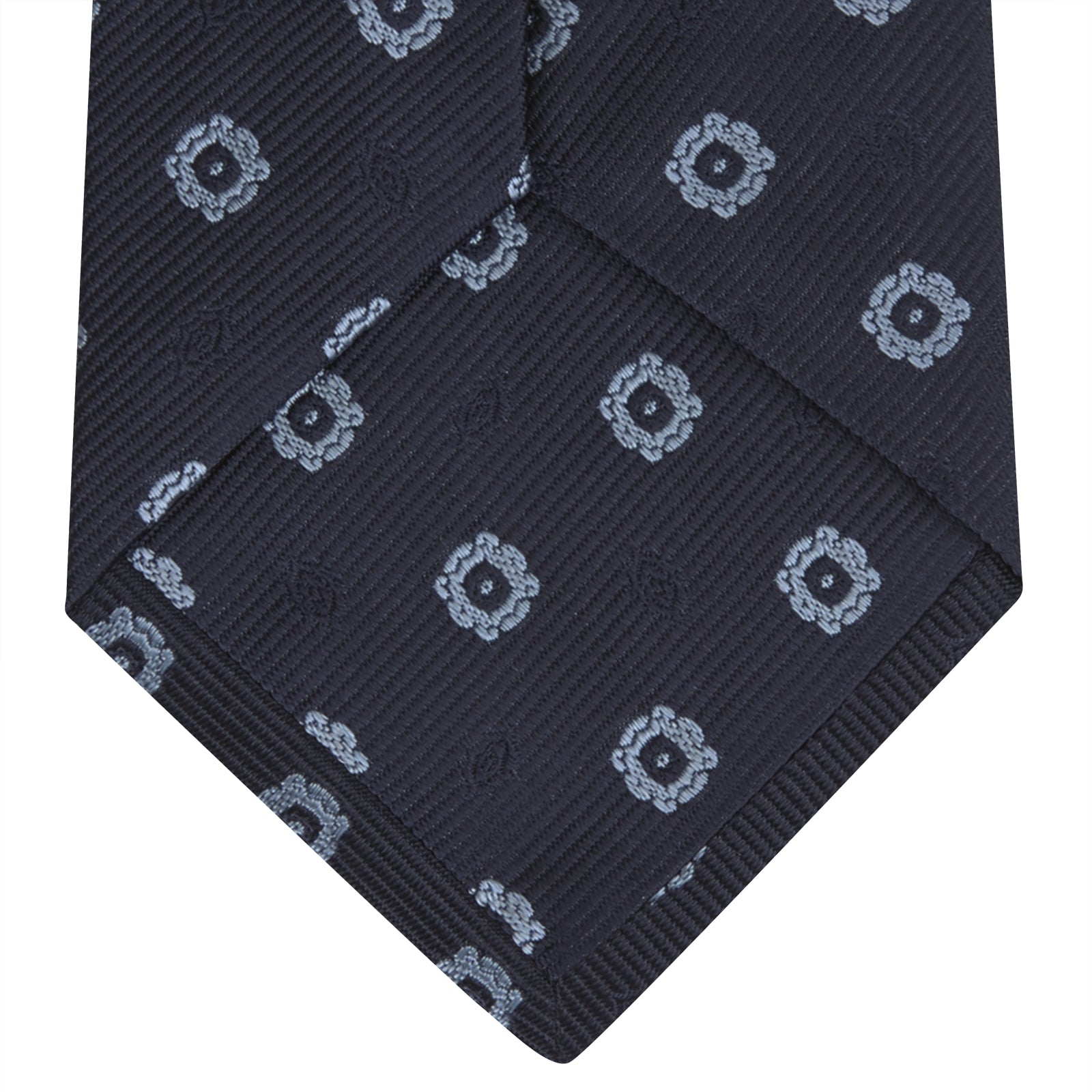 View 4 of product Navy and Light Blue Emblem Spot Silk Tie