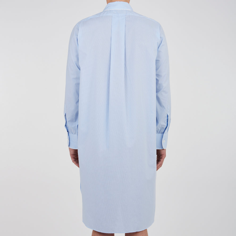 Sky Blue Micro-Check Cotton Nightshirt