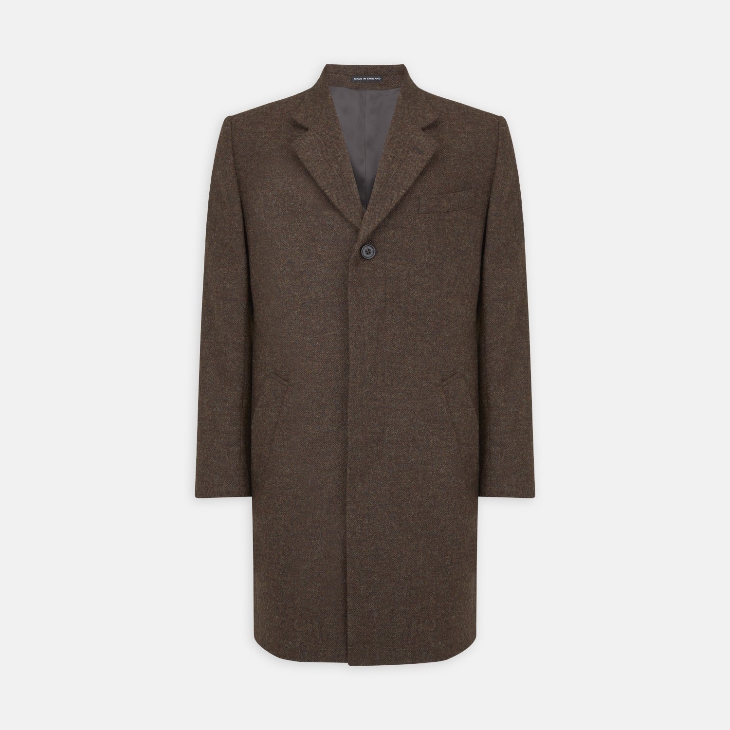 View 1 of product Hopton Brown Herringbone Wool Coat