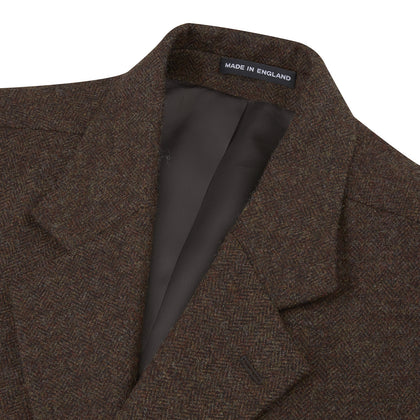 Hopton Brown Herringbone Wool Coat Image 4