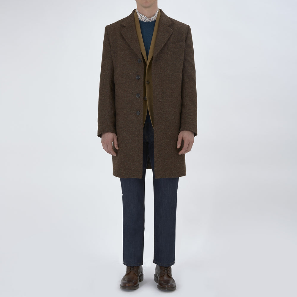 Hopton Brown Herringbone Wool Coat