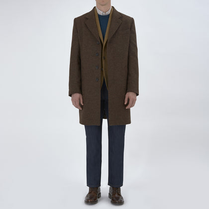 Hopton Brown Herringbone Wool Coat Image 1