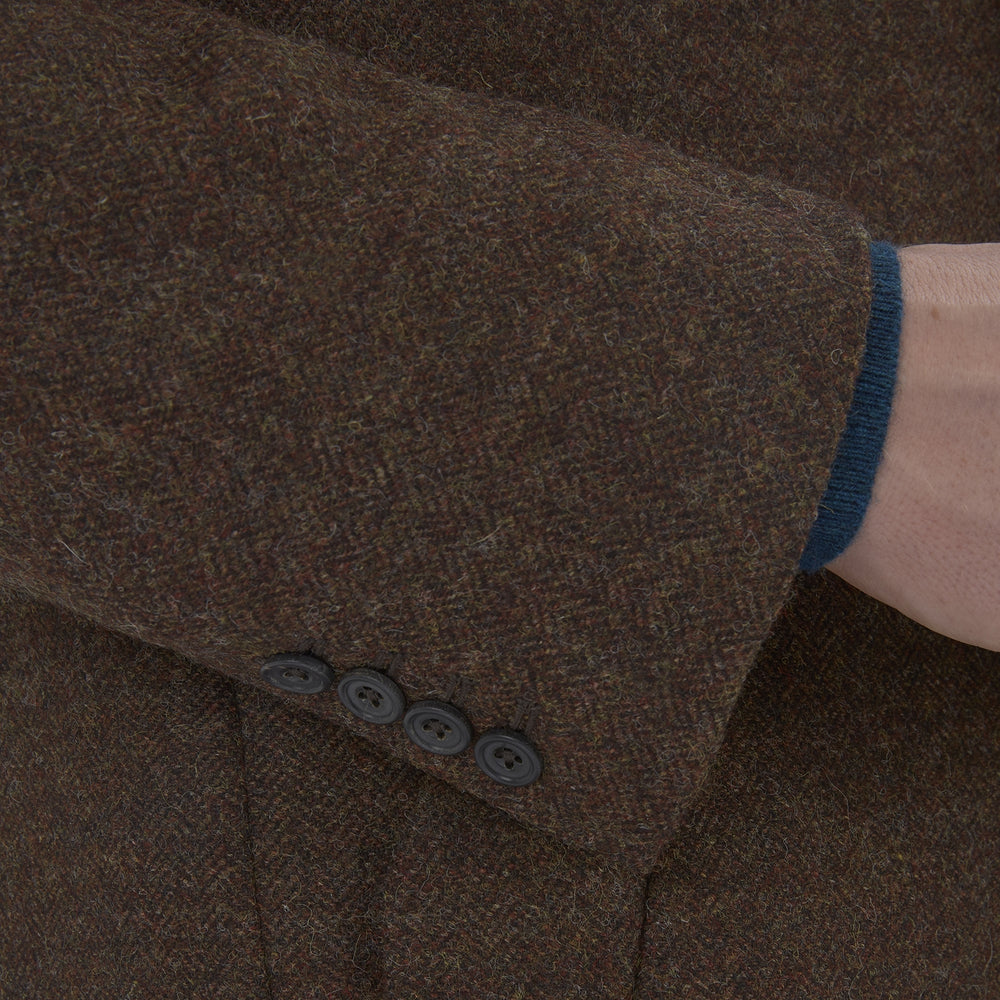 Hopton Brown Herringbone Wool Coat
