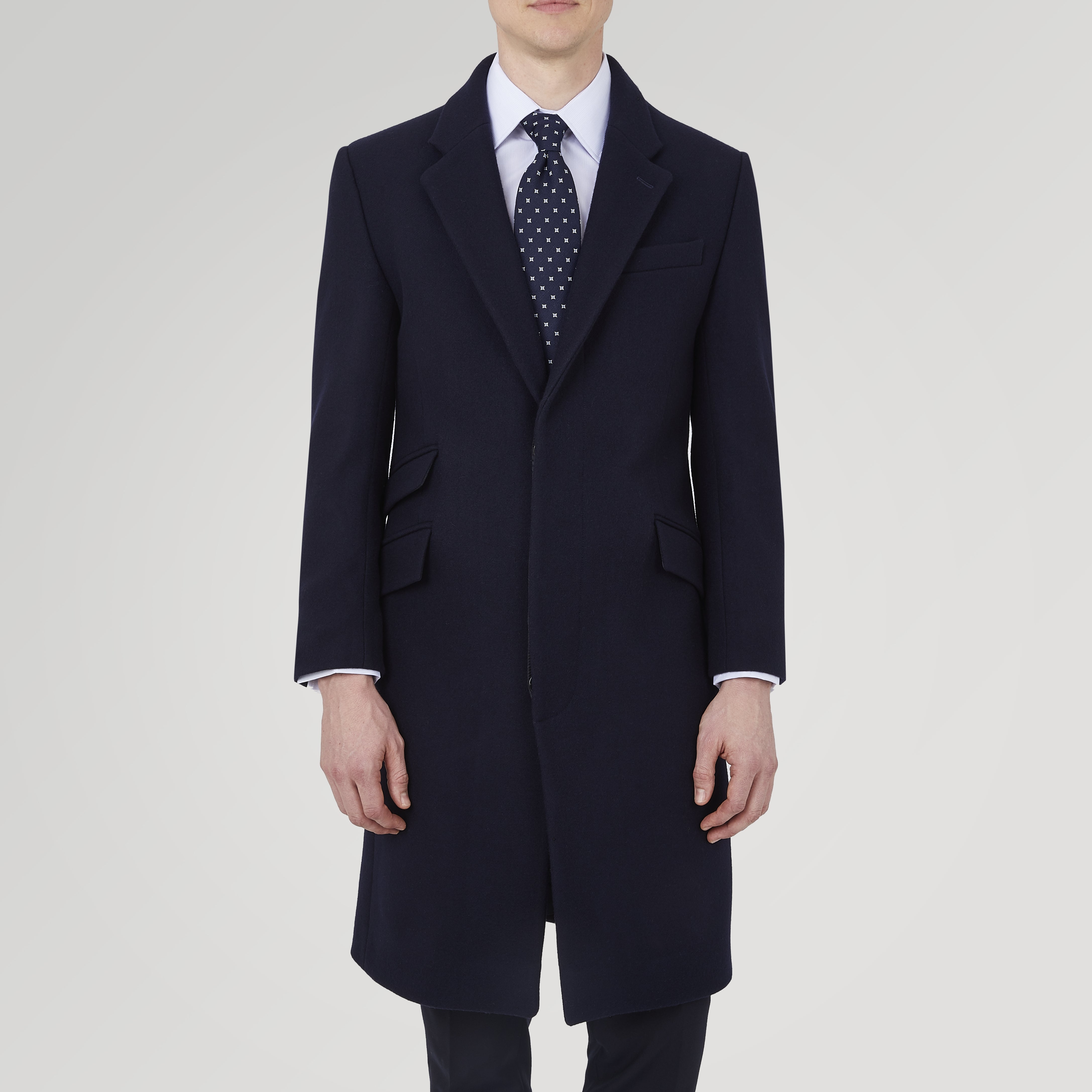 View 2 of product Navy Lambswool Joseph Overcoat