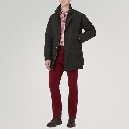 Dark Green Waxed Cotton Field Coat Image 1