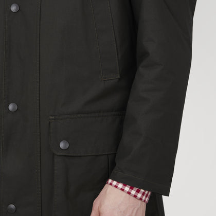 Dark Green Waxed Cotton Field Coat Image 2