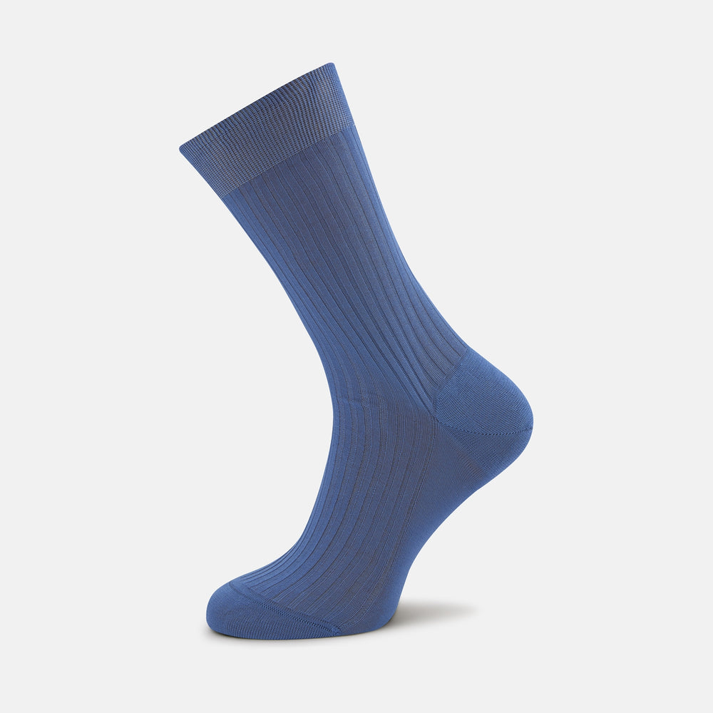 Turnbull & Asser Denim Blue Short Pure Cotton Socks Turnbull & Asser Denim Blue Short Pure Cotton Socks