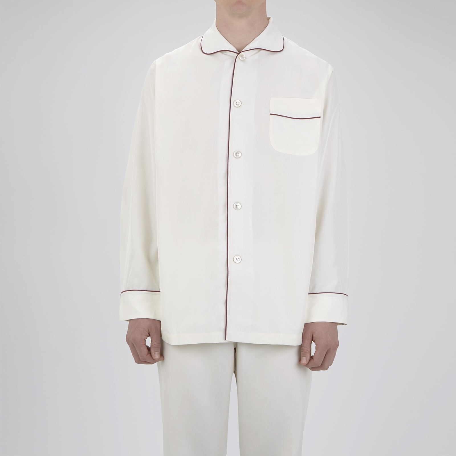 View 3 of product Cream Piped Silk Pyjama Set