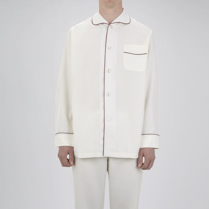 Cream Piped Silk Pyjama Set Image 2