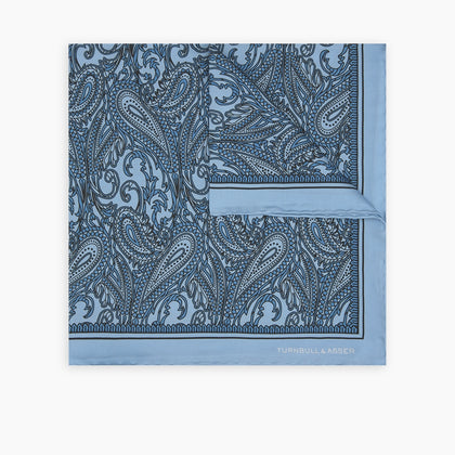 Blue House Paisley Silk Pocket Square Image 4