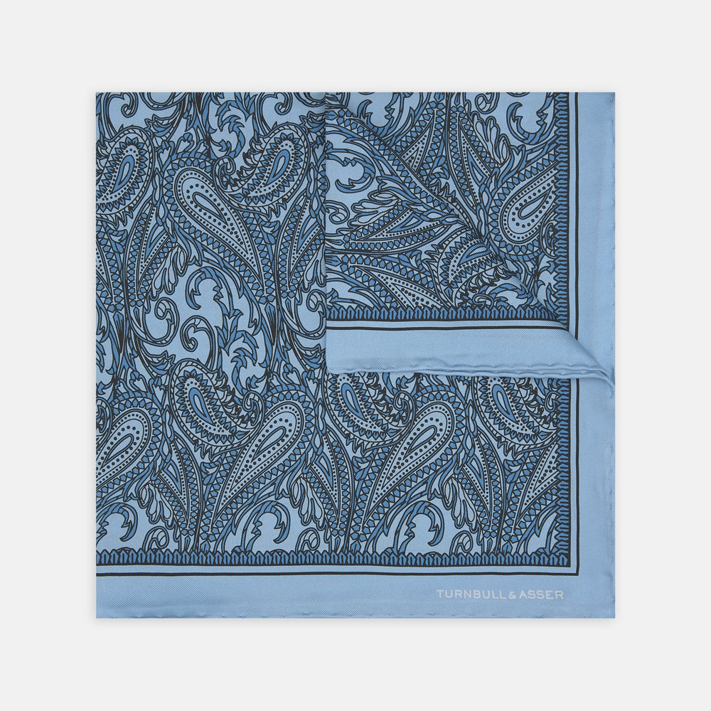 Blue House Paisley Silk Pocket Square