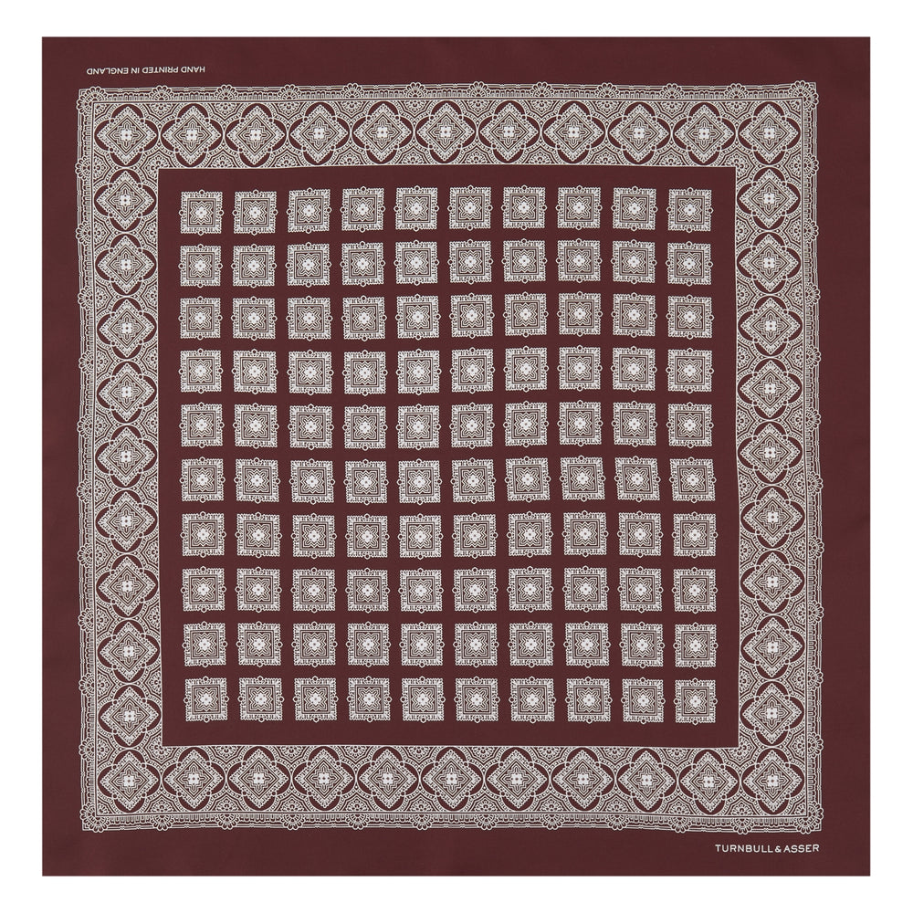 Burgundy Classical Medallion Silk Pocket Square