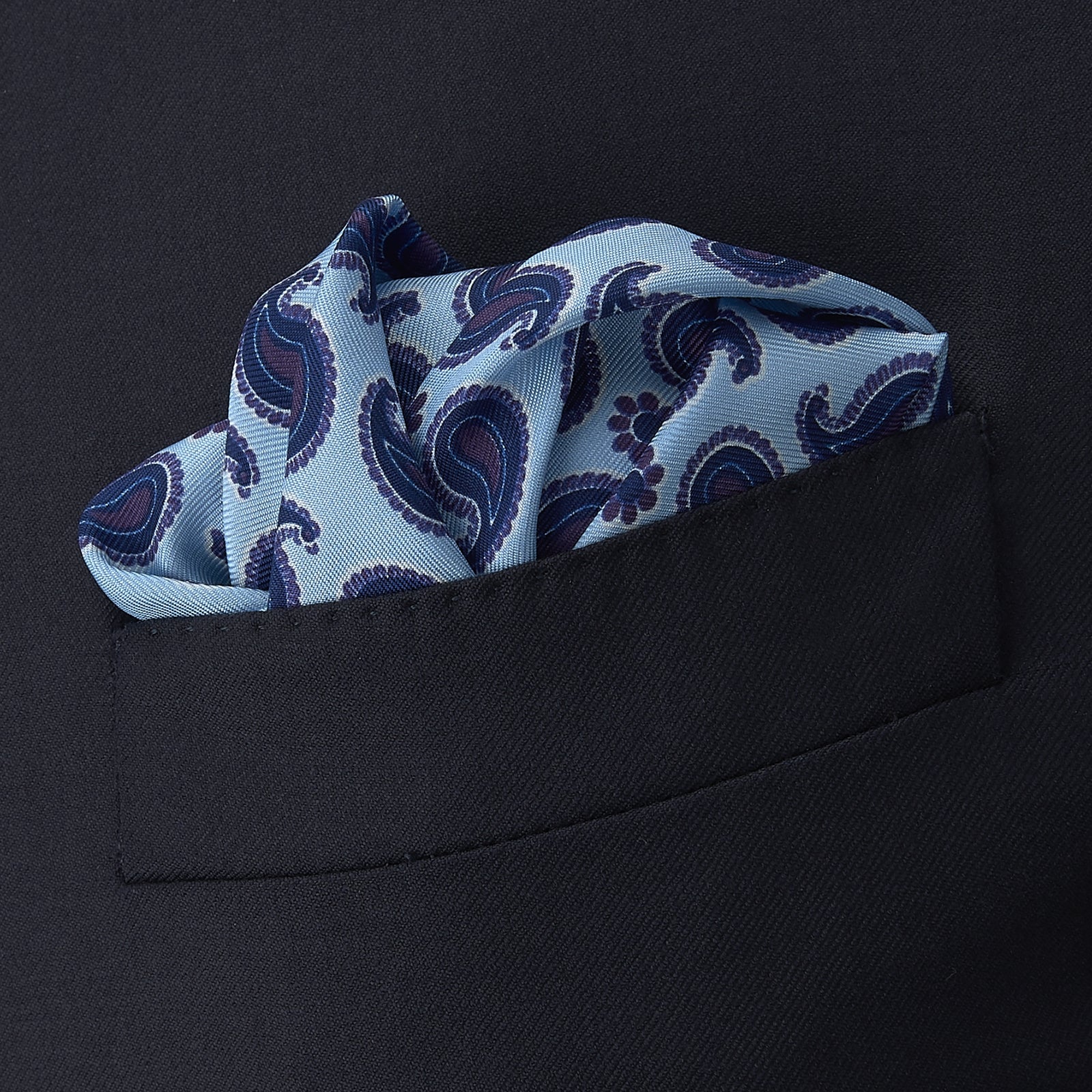 Turquoise Paisley Mill Silk Pocket Square
