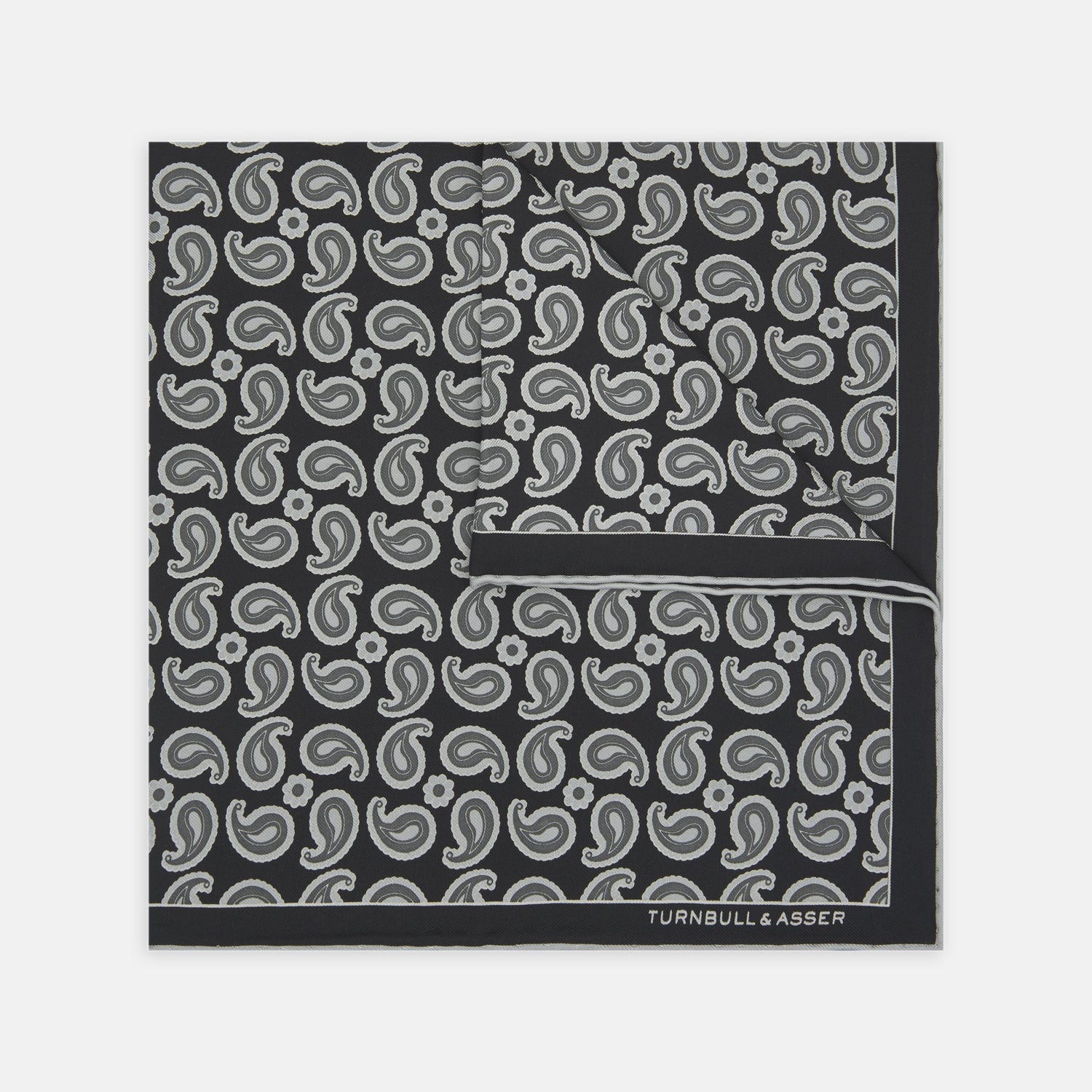 View 2 of product Monochrome Paisley Mill Silk Pocket Square