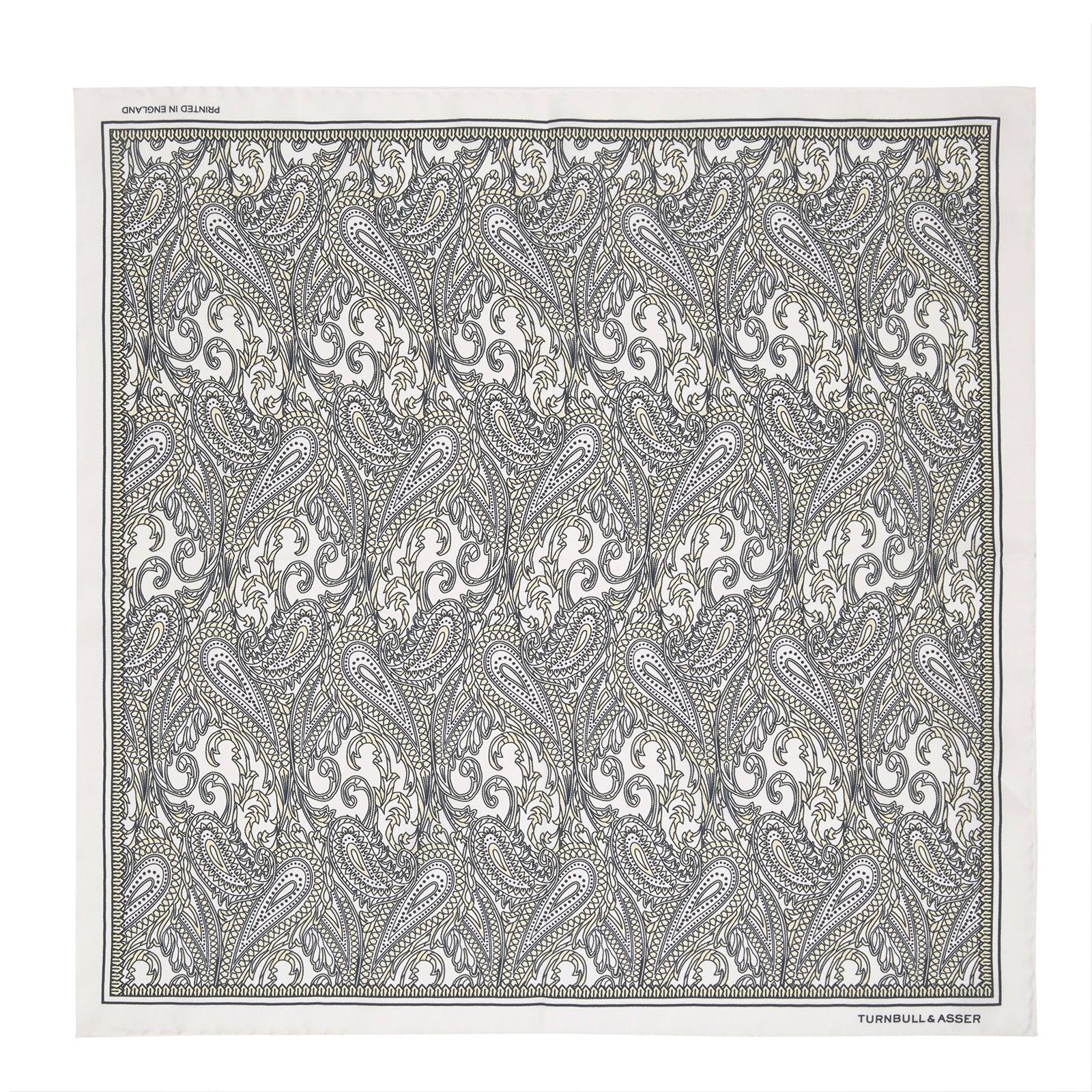 View 2 of product White and Yellow House Paisley Silk Pocket Square