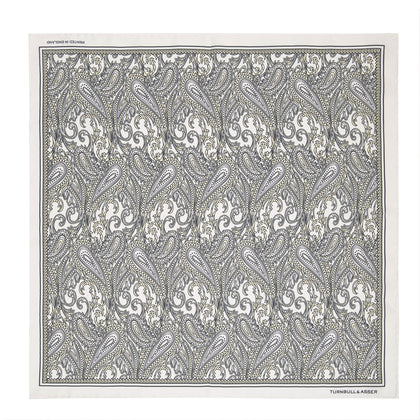 White and Yellow House Paisley Silk Pocket Square Image 1
