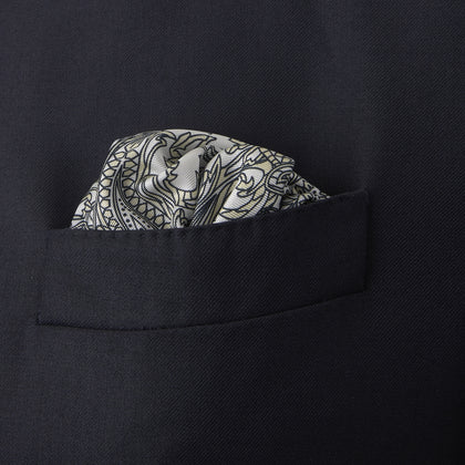 White and Yellow House Paisley Silk Pocket Square Image 3