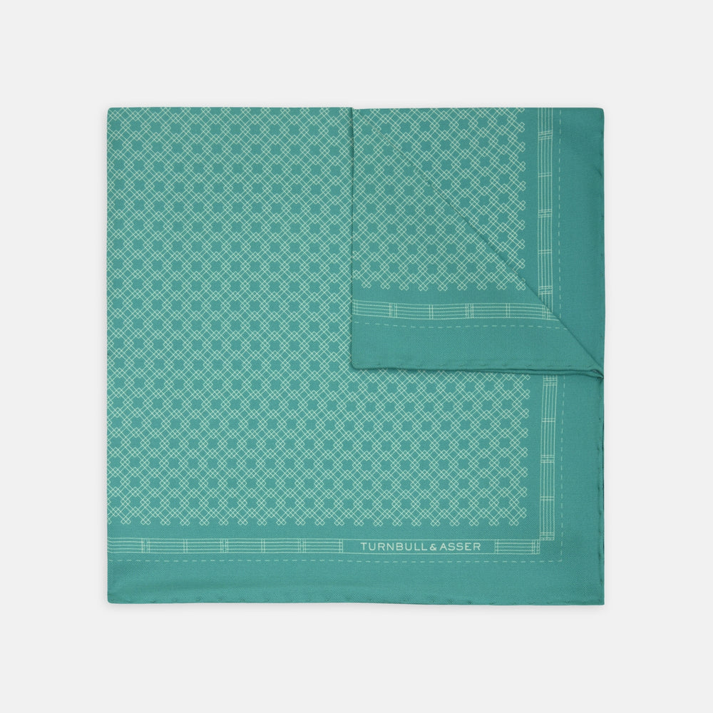 Kingfisher Green Monocle Silk Pocket Square