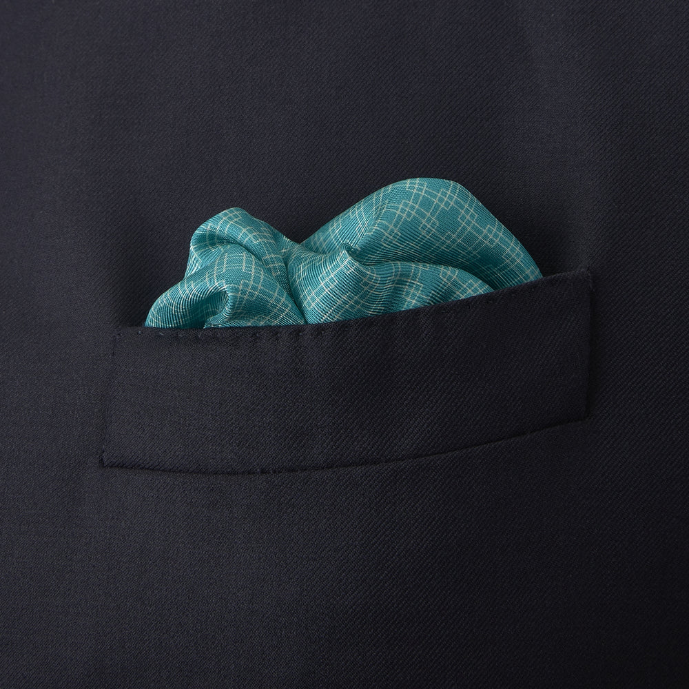 Kingfisher Green Monocle Silk Pocket Square