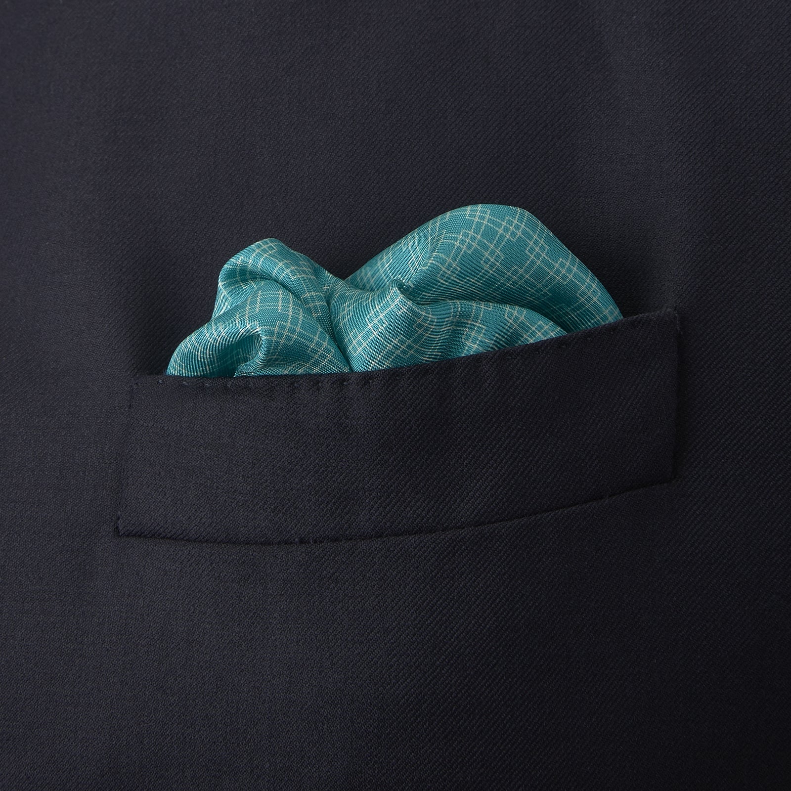View 4 of product Kingfisher Green Monocle Silk Pocket Square