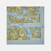View 1 of product Light Blue and Yellow Large Paisley Silk Pocket Square