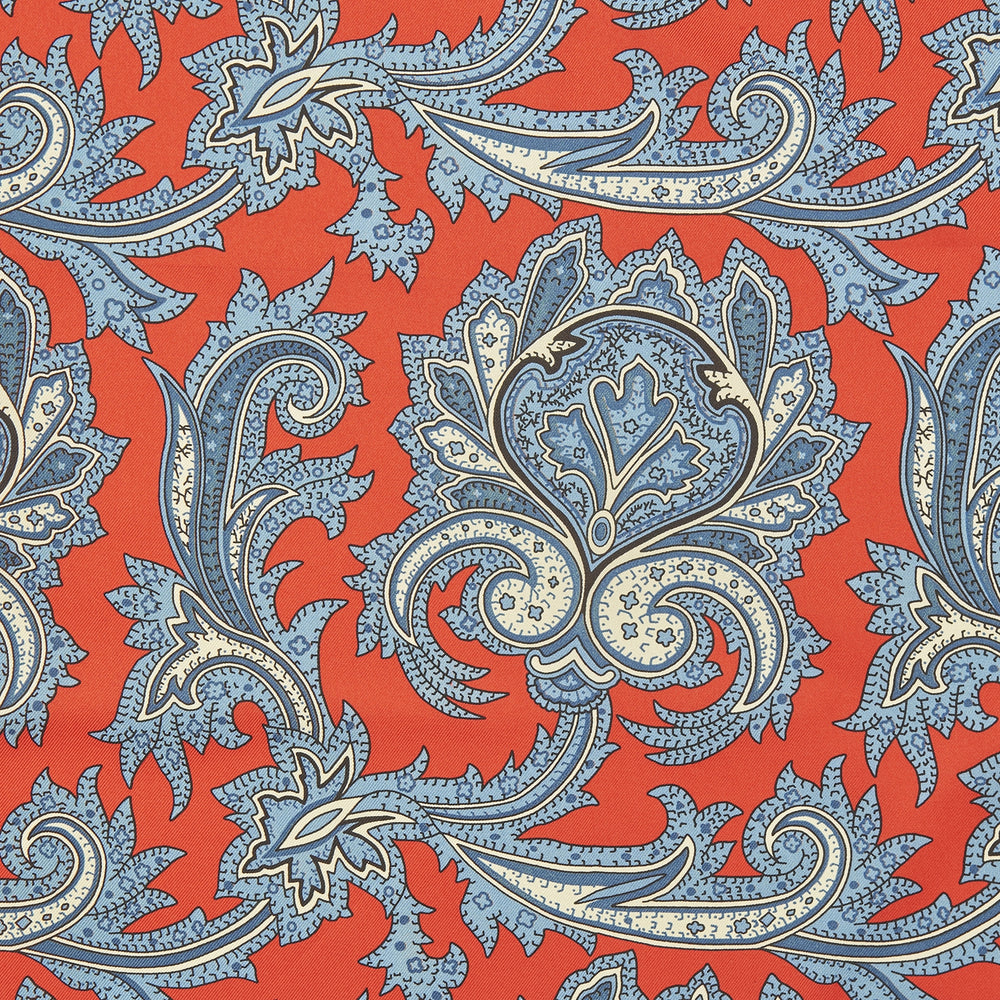 Red and Blue Large Paisley Silk Pocket Square