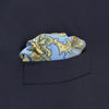 View 4 of product Light Blue and Yellow Large Paisley Silk Pocket Square