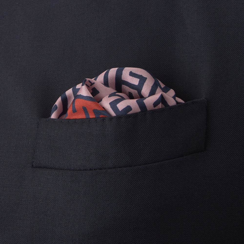 Red and Pink Maze Silk Pocket Square