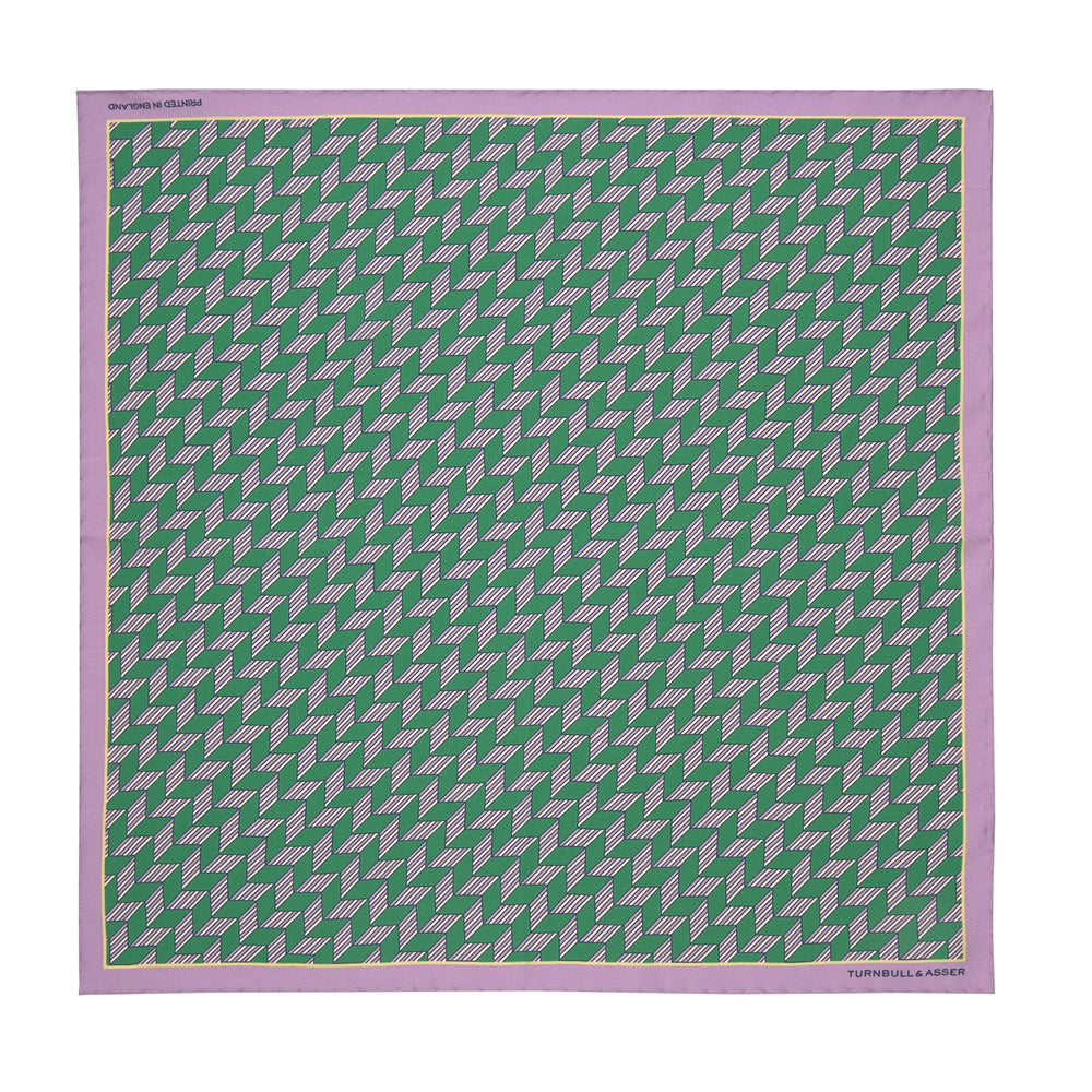 Green and Purple Arrow Silk Pocket Square
