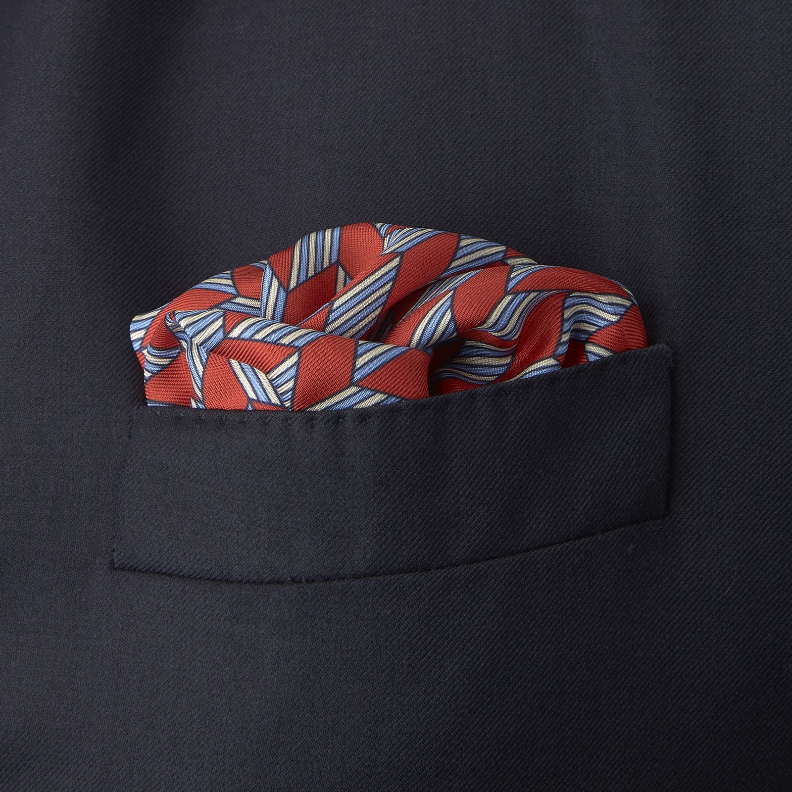 Red and Blue Arrow Silk Pocket Square