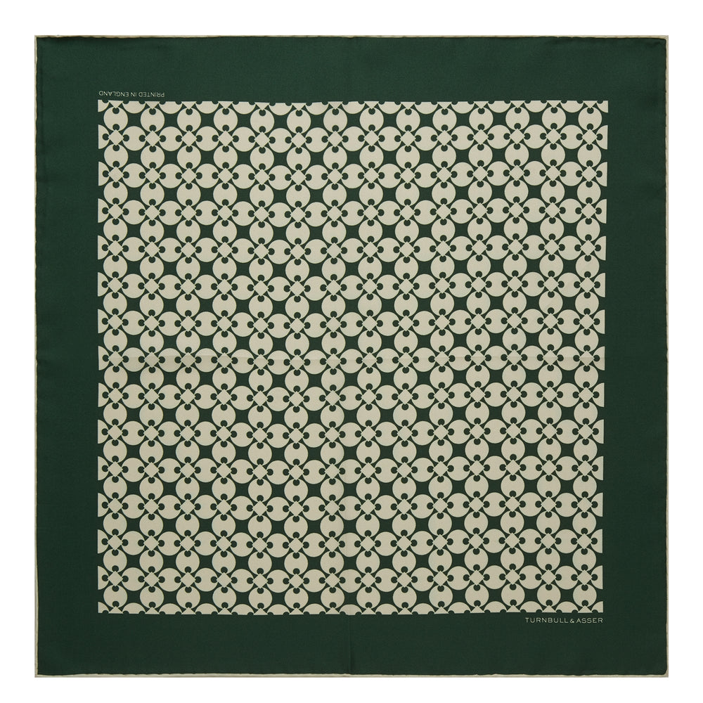 Green and White Vanguard Spot Silk Pocket Square