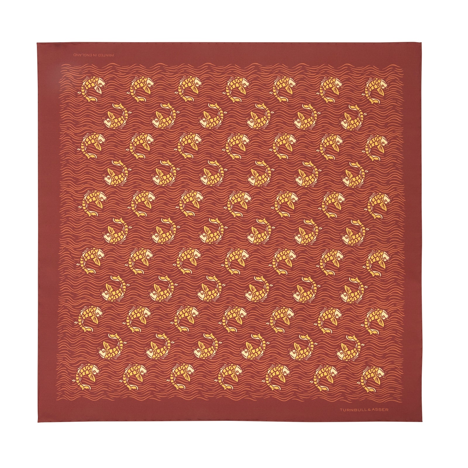 Red and Orange Carp Silk Pocket Square