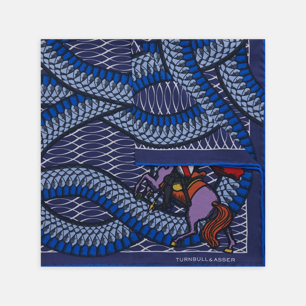Navy and Blue St. George Silk Pocket Square