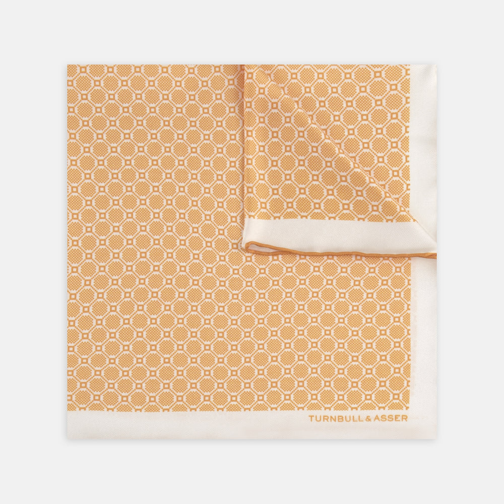 Tangerine Checkerboard Silk Pocket Square