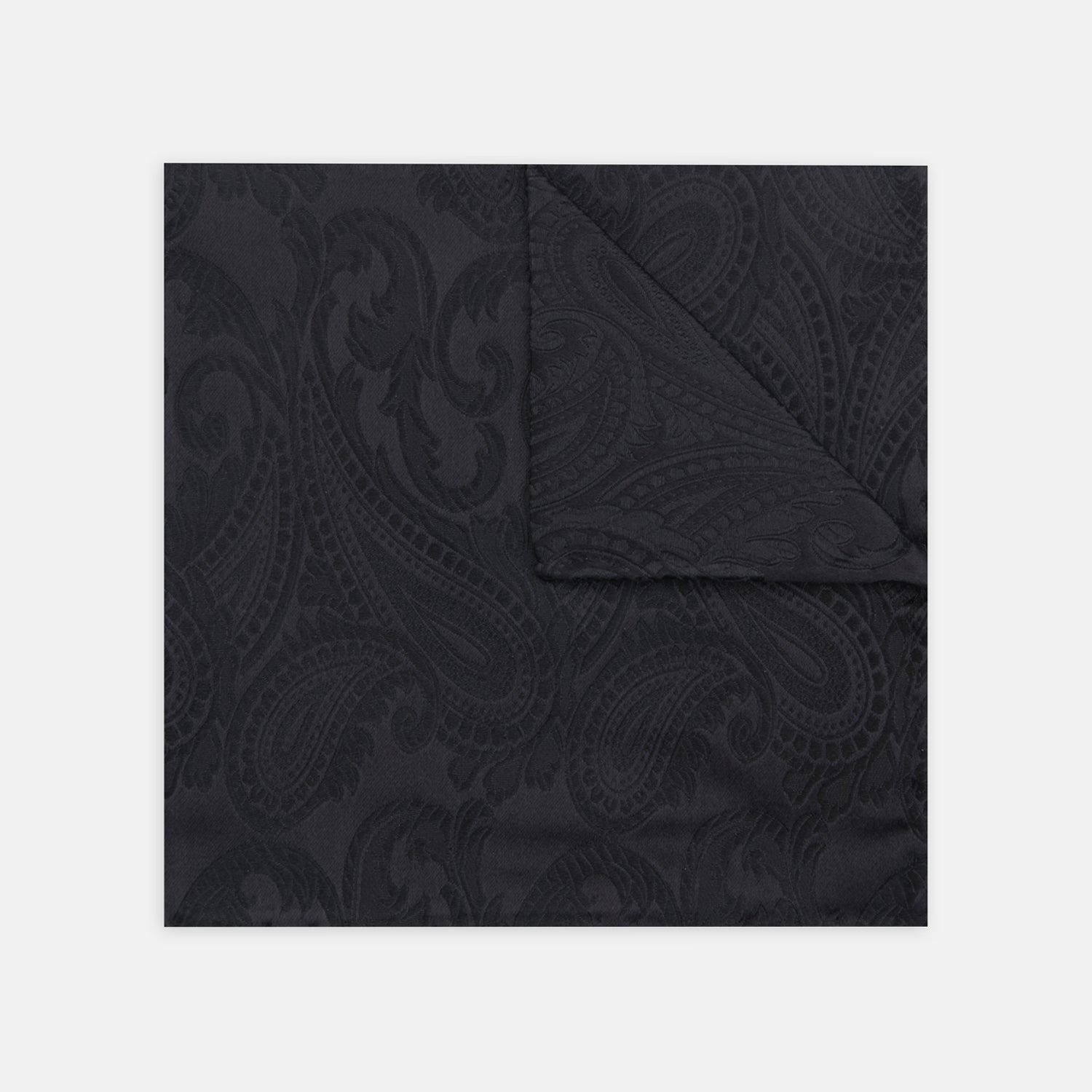 Black House Paisley Hand-Rolled Silk Pocket Square