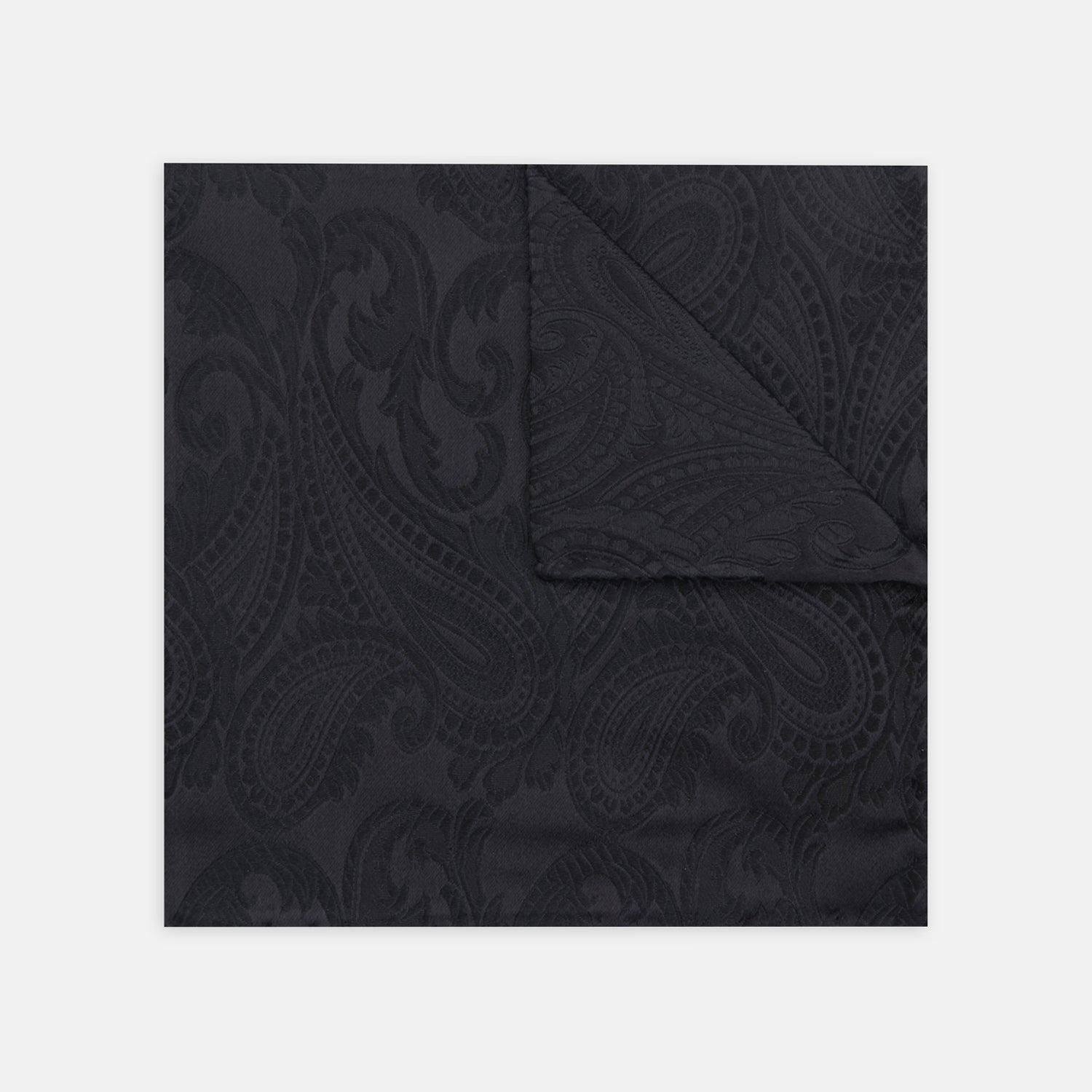 View 1 of product Black House Paisley Hand-Rolled Silk Pocket Square