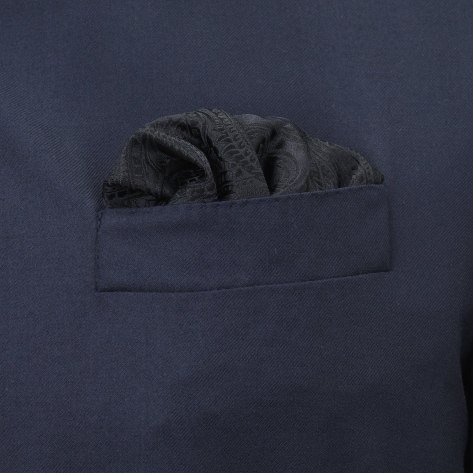 View 4 of product Black House Paisley Hand-Rolled Silk Pocket Square