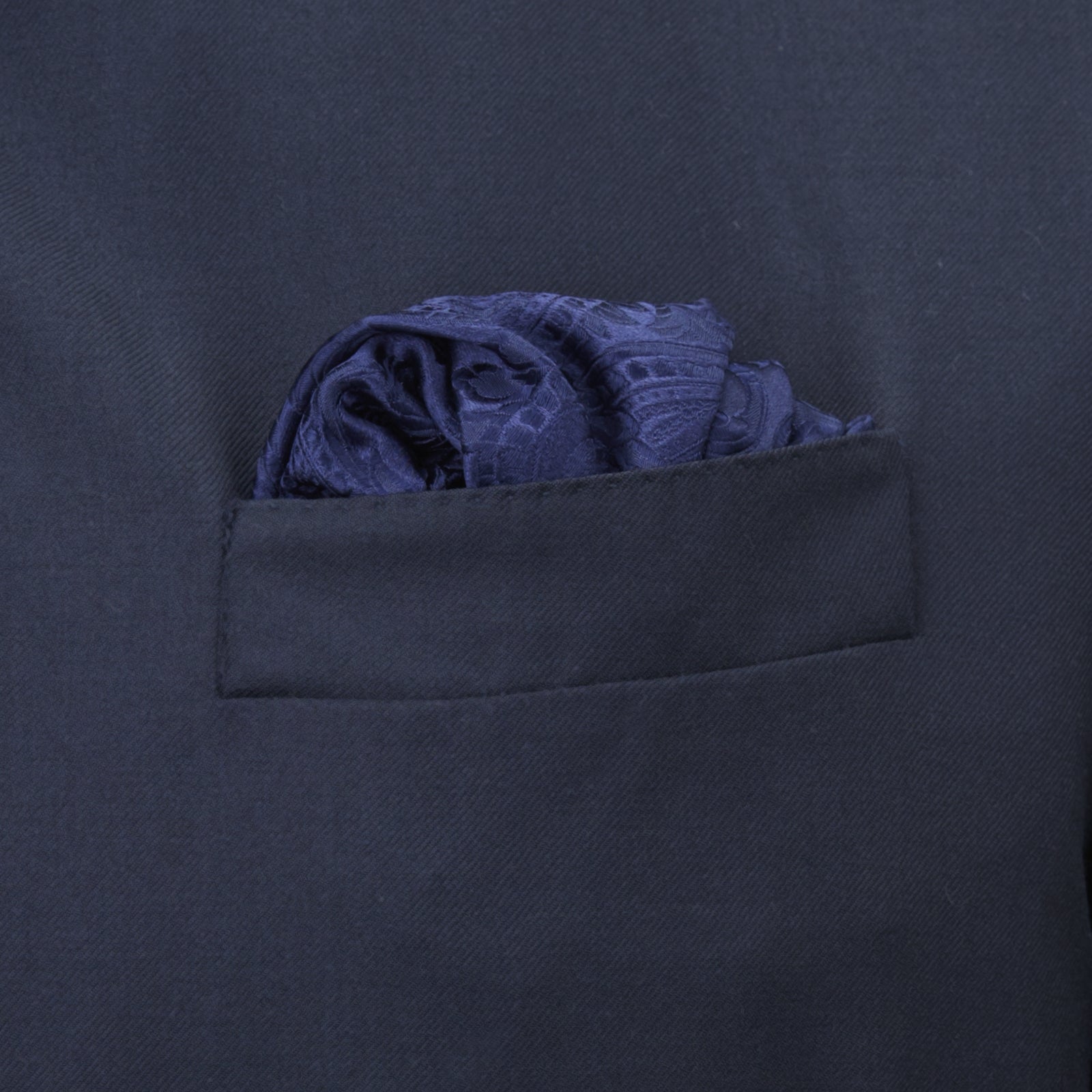 View 4 of product Navy House Paisley Hand-Rolled Silk Pocket Square