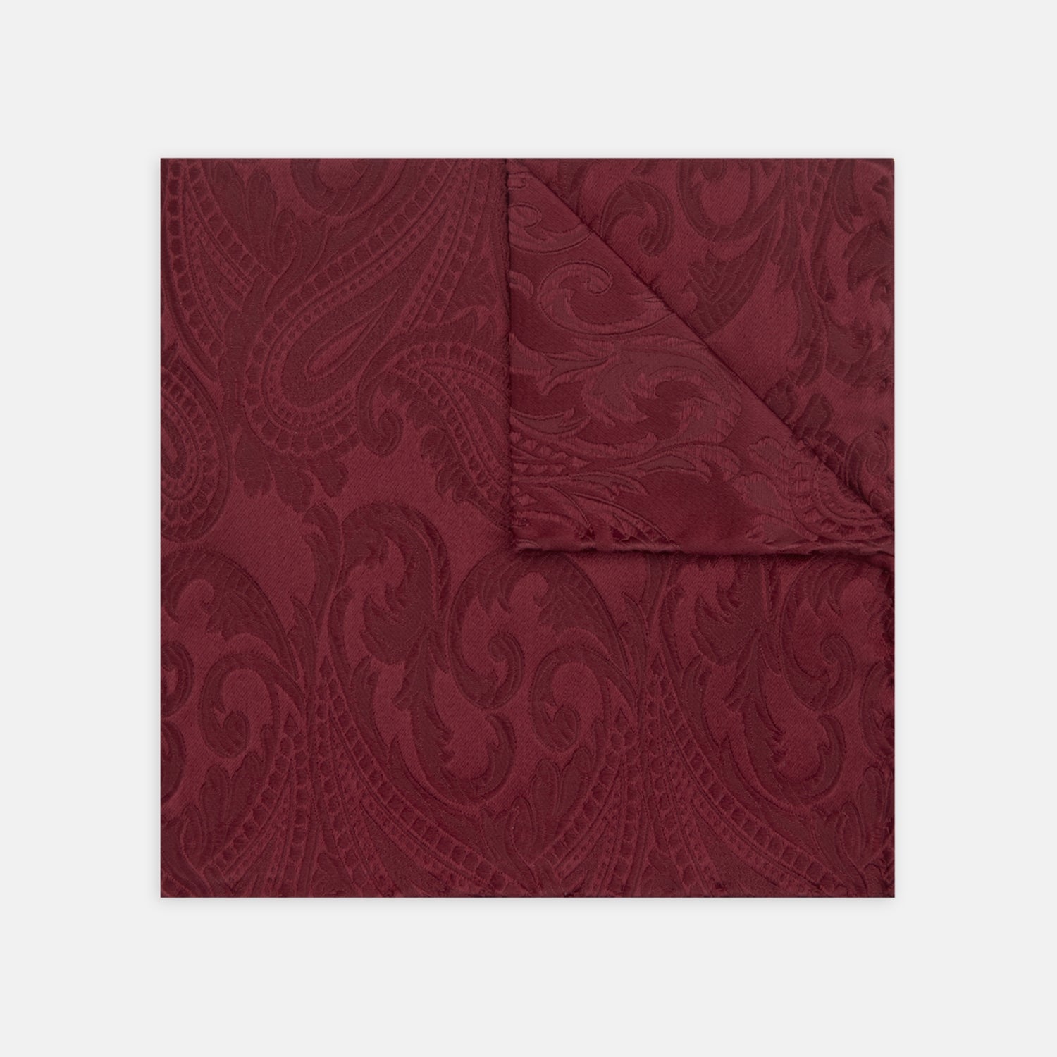 View 1 of product Burgundy House Paisley Hand-Rolled Silk Pocket Square