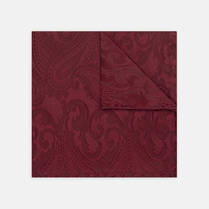Burgundy House Paisley Hand-Rolled Silk Pocket Square