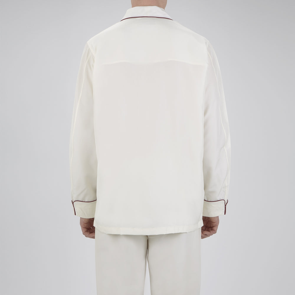 Cream Piped Silk Pyjama Set