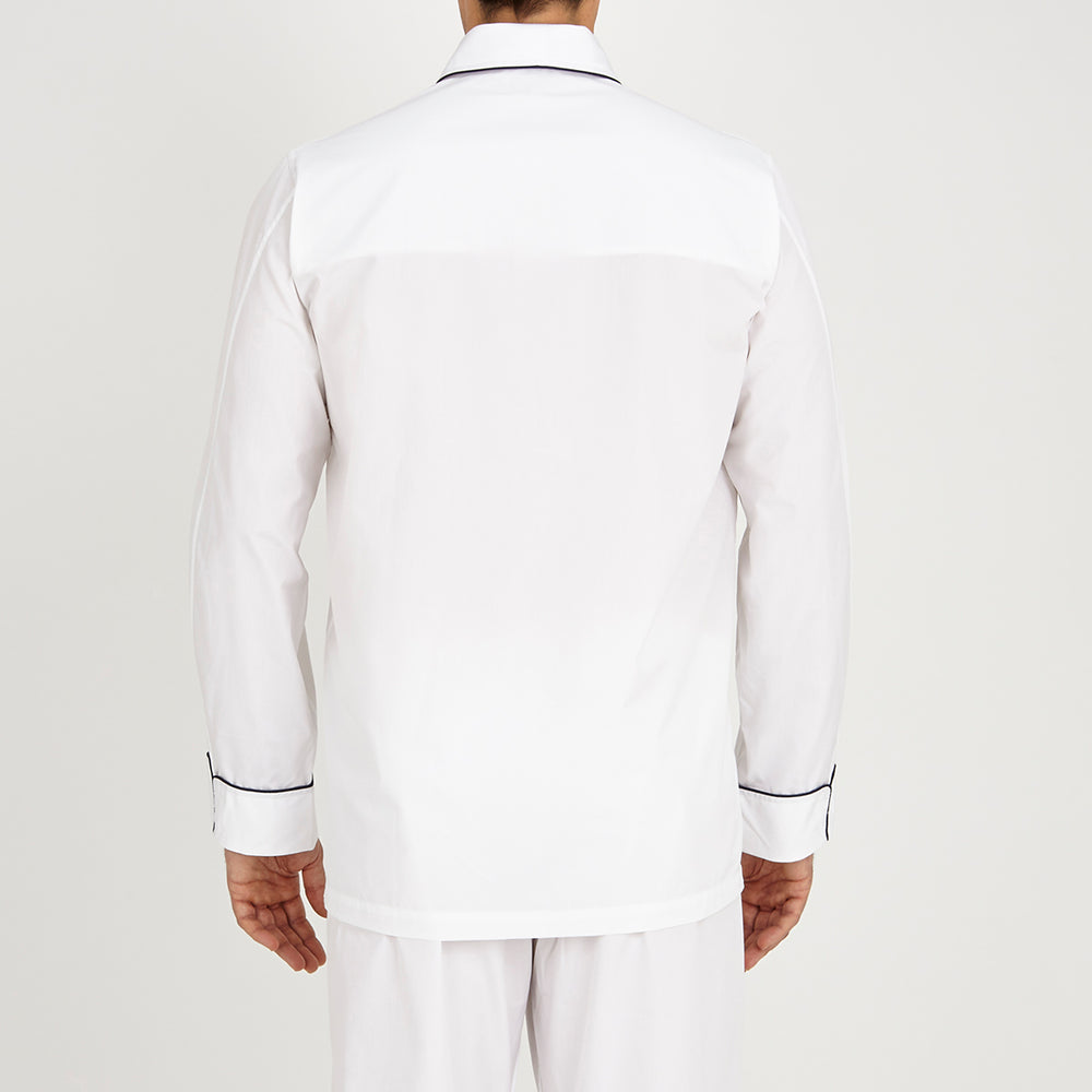 White Piped Cotton Pyjama Set
