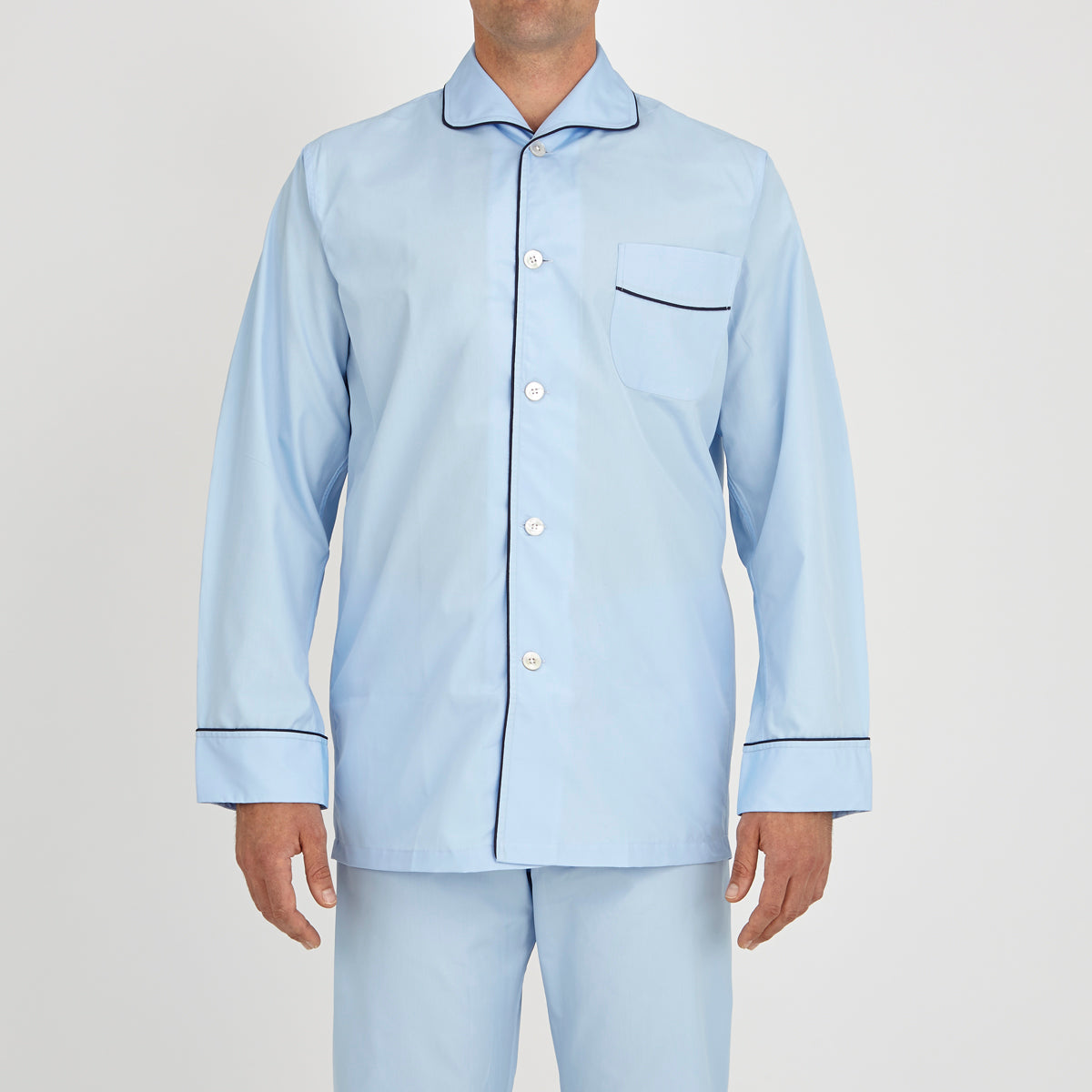 View 2 of product Light Blue Piped Cotton Pyjama Set