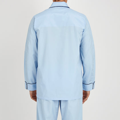 Light Blue Piped Cotton Pyjama Set Image 2