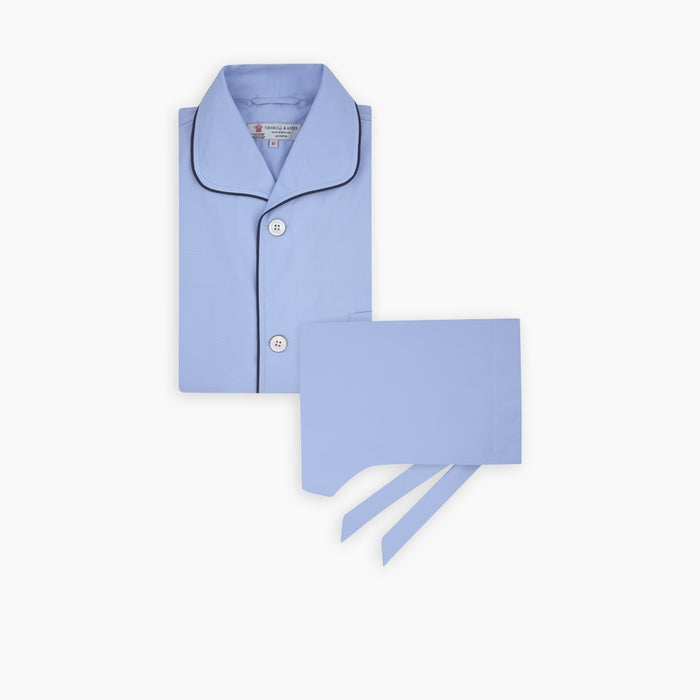 Blue Piped Cotton Pyjama Set Image 2